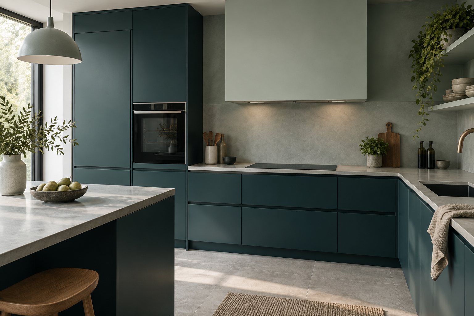 Appareils électroménagers encastrés dans une cuisine